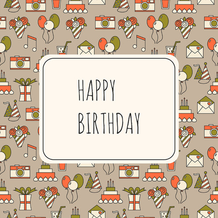 Holiday background with festive icons and place for textのイラスト素材