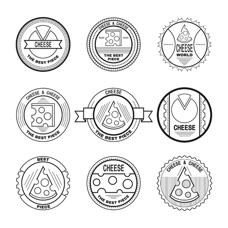 Labels, emblems, badges for cheese. Cheese icons for designのイラスト素材