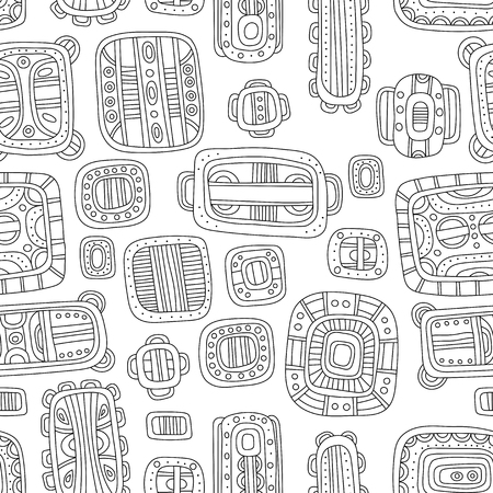 Seamless black and white decorative pattern for coloring book, endless ornamentのイラスト素材