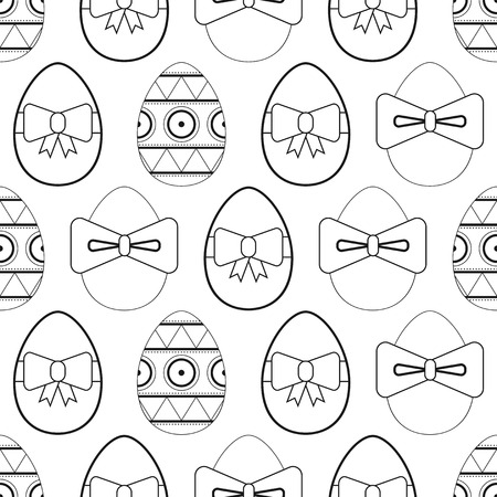 Seamless black and white pattern flat  Easter eggs for coloring bookのイラスト素材