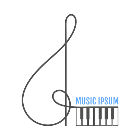 Music treble clef, piano keys. Music icon. Vector illustrationのイラスト素材