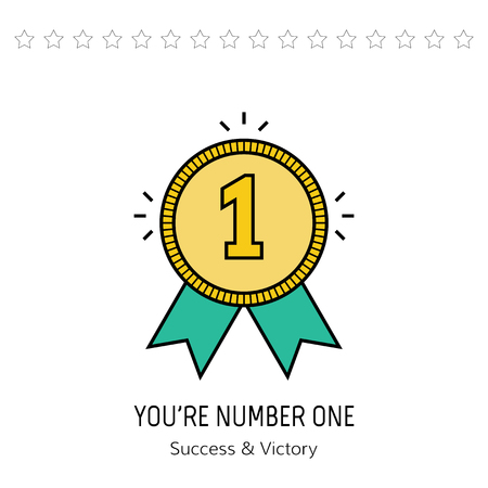 Award and medal. Flat color icon trophy. Vector illustrationのイラスト素材