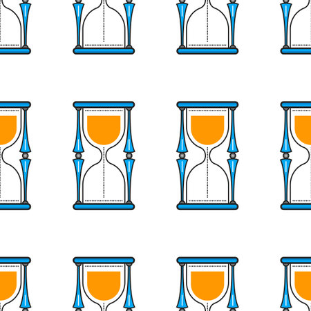 Hourglass. Seamless pattern of flat color icon. Vector object.のイラスト素材