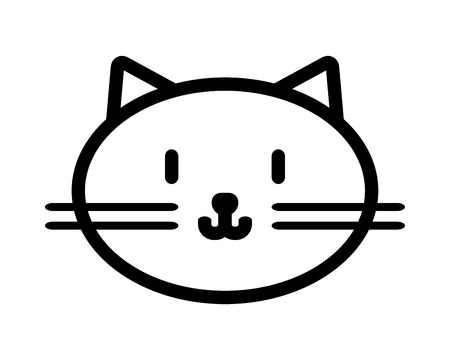 Cat muzzle. Flat linear black and white icon of pet. Vector illustrationのイラスト素材