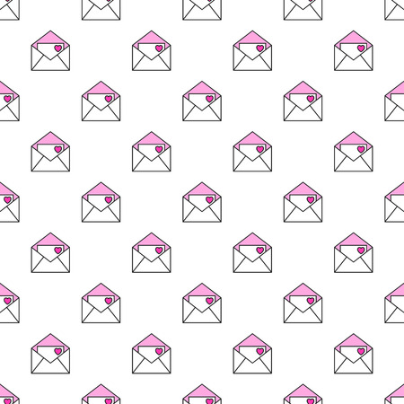 Seamless pattern of envelopes with hearts, love, romantic message. Vector illustrationのイラスト素材