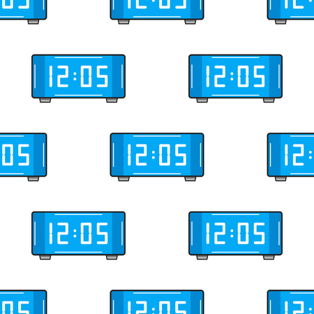Electronic watch. Flat color icon. Seamless pattern with clock. Vector illustrationのイラスト素材