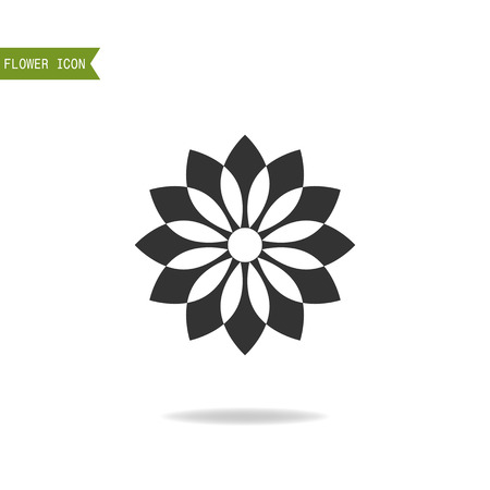 Floral flat icon, symbol. Silhouette flower isolated on white background. Business. Vector illustrationのイラスト素材