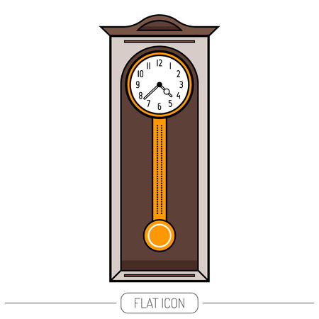 Grandfather clock vintage. Flat colored object, icon. Vector illustrationのイラスト素材