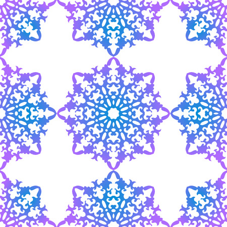 Snowflake. Christmas seamless pattern. Circular ornament and decorative lace. Vector illustrationのイラスト素材