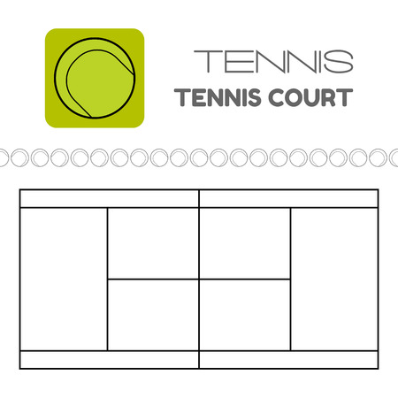 Tennis ball and court. Flat sports icon. Vector illustrationのイラスト素材
