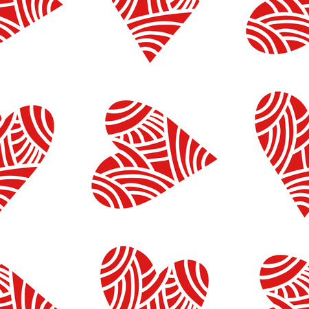 Seamless pattern of decorative red hearts, romantic background. Vector illustrationのイラスト素材