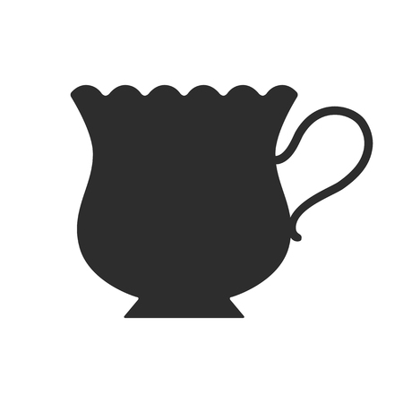 Coffee or tea cup. Mug for drinks. Black silhouette mugs, dishes. Vector illustrationのイラスト素材