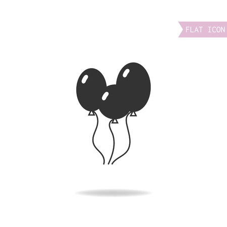 Balloons isolated on a white background. Flat black icon. Vector illustrationのイラスト素材