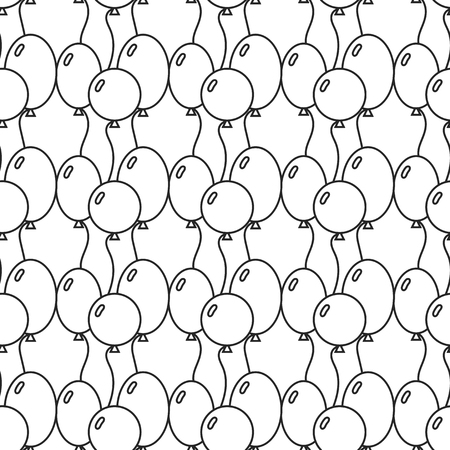 Black and white seamless pattern with balloons for coloring book. Festive background. Vector illustrationのイラスト素材