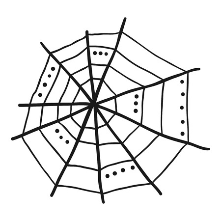 Doodle spiderweb isolated on white background. Vector illustrationのイラスト素材