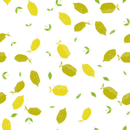 Seamless pattern with lemons, background of fruits. Vector illustrationのイラスト素材