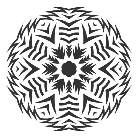 Decorative round ornament. Lace. Silhouette of snowflake isolated on white background. Vector illustrationのイラスト素材