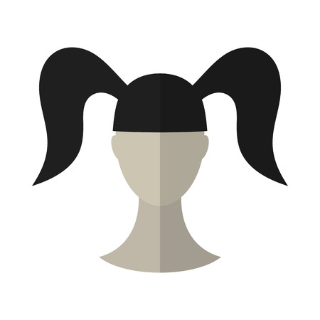 Flat icon hairstyle and brunette. Hair wig. Vector illustrationのイラスト素材