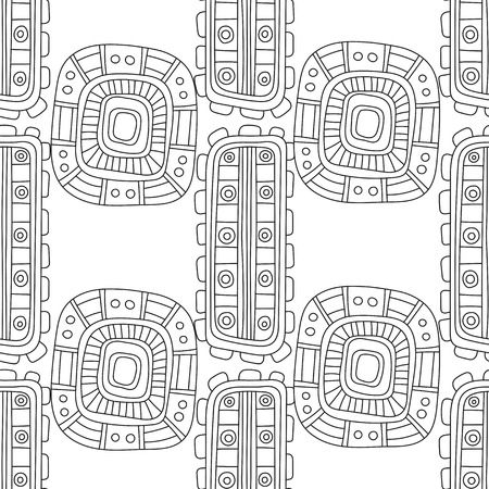 Black and white decorative seamless pattern for coloring book. Vector illustrationのイラスト素材