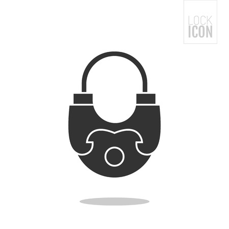 Padlock. Flat black icon lock. Object of safety, protection.のイラスト素材