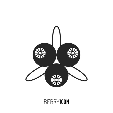 Flat black icon, silhouette. Berry and fruit object. Vectorのイラスト素材