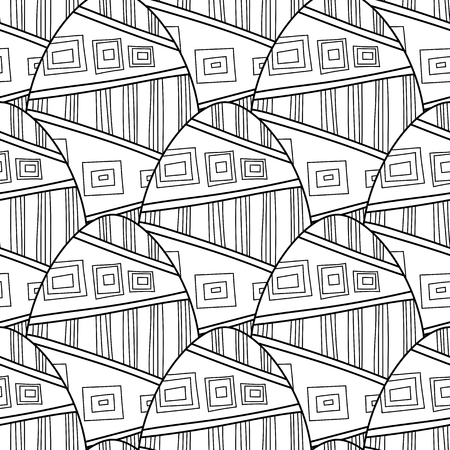 Black, white seamless pattern of decorative eggs for coloring page.のイラスト素材