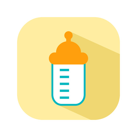 Bottle with a nipple for feeding. Flat color icon things for the newborn baby. Vector illustrationのイラスト素材