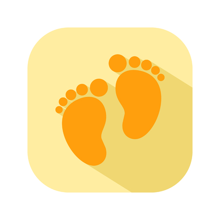 Baby footprints. Flat color icon, newborn baby. Vector illustrationのイラスト素材
