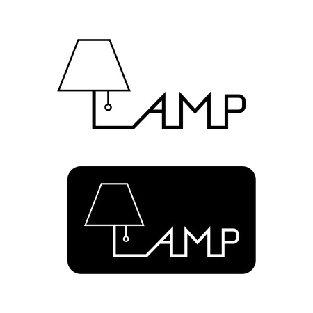 Table lamp. Flat linear logo for design. Illustrationのイラスト素材
