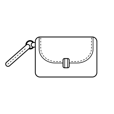Pouch bag. Fashion accessory. Black and white flat illustration for coloring bookのイラスト素材