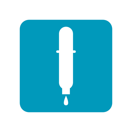 Pipette with drop of liquid. Flat icon of laboratory equipment for research, experiments, medicine and pharmaceuticals.のイラスト素材