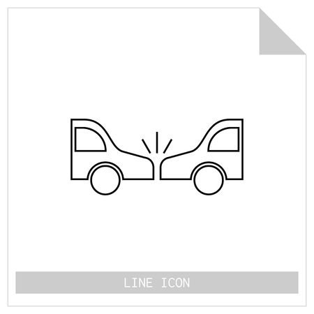Icon crash cars isolated on white background. Flat linear object.のイラスト素材