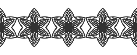 Ornate decorative snowflakes on a white background. Flat black silhouette, laceのイラスト素材