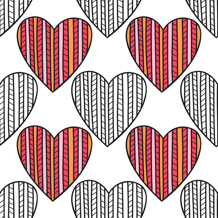 Seamless pattern with decorative hearts for coloring book, page. Romantic ornament. Vector illustrationのイラスト素材