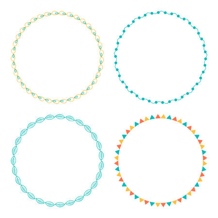 Decorative round frames for congratulations and greeting cards. Set isolated on white background.のイラスト素材