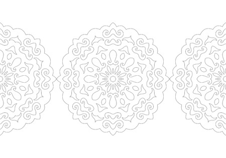Ornate decorative snowflake on a white background. Flat linear silhouette, laceのイラスト素材