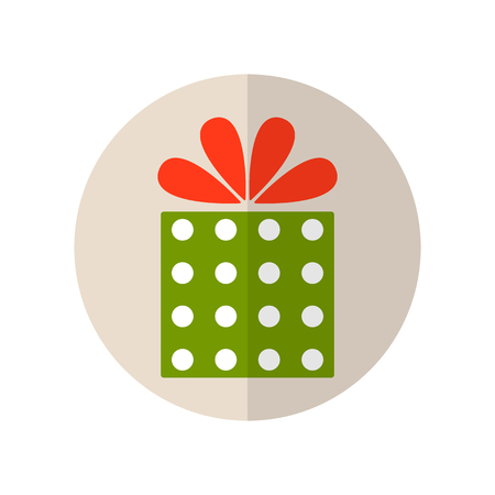 Gift box, surprise for holiday. Flat color icon and object for design, postcards, stickers. Illustrationのイラスト素材