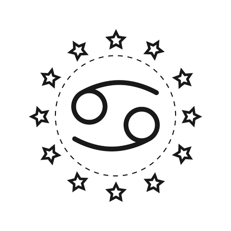 Cancer. Sign of the zodiac. Flat symbol horoscope and predictions. Vector object for designのイラスト素材