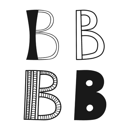 Decorative B letters of the alphabet. Lettering for design, scrapbooking, digital stamps. Vector illustrationのイラスト素材
