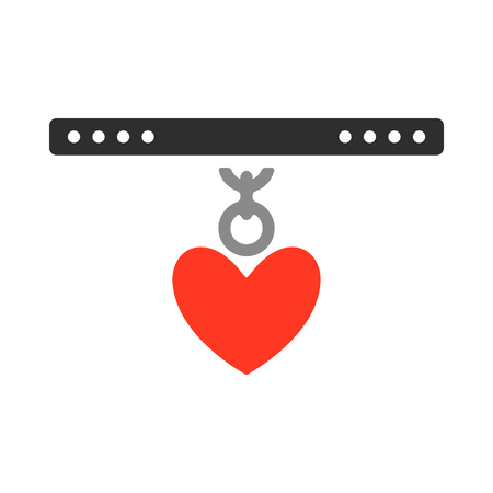 Collar with a pendant for pet. Flat color icon. Vector illustrationのイラスト素材