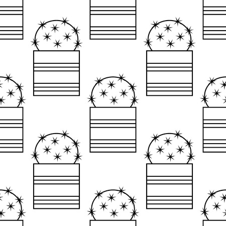 Black and white seamless pattern of cacti and succulents for coloring books, pages.のイラスト素材