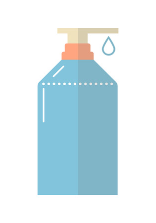 Container with dispenser, del shower or liquid soap. Flat object and icon. Vectorのイラスト素材