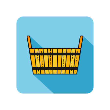 Bucket wooden. Flat icon, object of barrel products for design.の写真素材