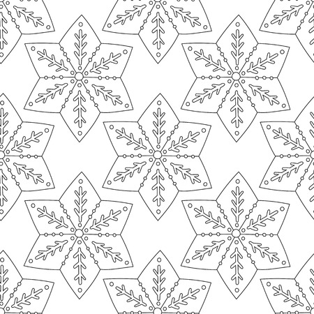 Gingerbread. Black and white illustration for coloring book or page. Christmas and holiday background.のイラスト素材