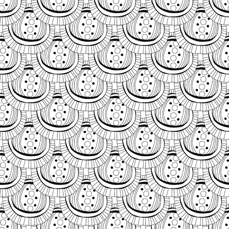 Black and white illustration. Seamless pattern, abstract doodles for coloring books, pages. Digital design. Vectorのイラスト素材