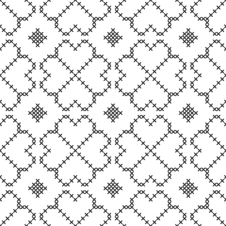Cross stitch, seamless decorative pattern. Embroidery and knitting. Abstract geometric background. Ethnic ornaments. Vectorのイラスト素材
