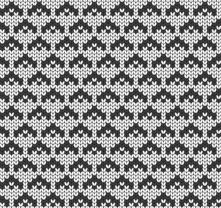 Geometric black and white pattern. Imitation knitting or embroidery. Seamless background. Jacquard.のイラスト素材