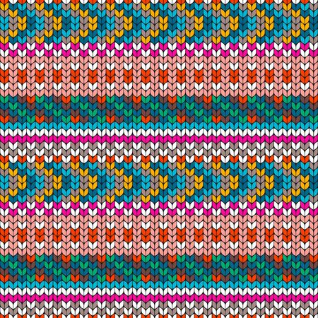 Bright, colorful geometric background. Imitation knitting pattern, jacquard. Seamless decorative backdrop. Handmadeのイラスト素材