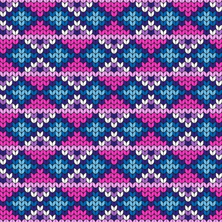 Bright, colorful geometric background. Imitation knitting pattern, jacquard. Seamless decorative backdrop. Handmade workのイラスト素材