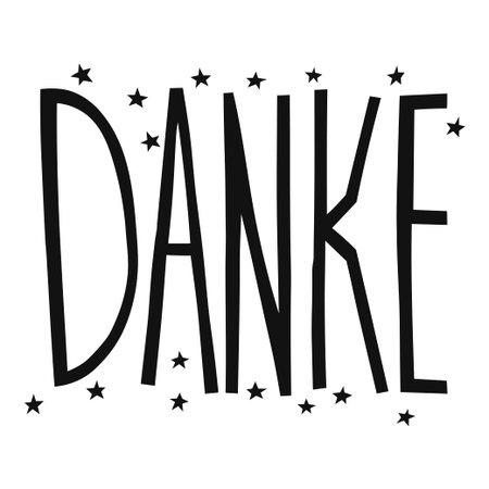 Thank you in German. Handwritten lettering for greeting cards, posters and other design. Decorative...